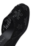 Women's Black Ankle Strap Patterned Wedge Heel Espadrilles | Derimod Women's Black Ankle Strap Patterned Wedge Heel Espadrilles | Derimod