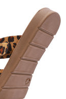 Women's Leopard Patterned Suede Flip Flops | Derimod Women's Leopard Patterned Suede Flip Flops | Derimod
