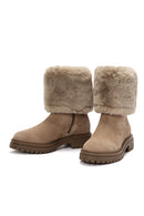 Geox Women's Beige Iridea Suede Boots | Derimod Geox Women's Beige Iridea Suede Boots | Derimod