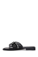 Women's Black Leather Slippers | Derimod Women's Black Leather Slippers | Derimod