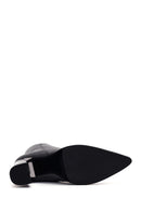 Woman Black Zip Closure Thick-Heeled Leather Boots | Derimod Woman Black Zip Closure Thick-Heeled Leather Boots | Derimod