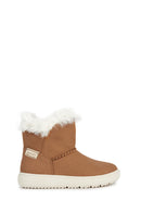 Geox Girls Tan Theleven Suede Leather Outdoor Boots | Derimod Geox Girls Tan Theleven Suede Leather Outdoor Boots | Derimod