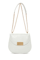 Women's White Long Chain Strap Crocodile Patterned Shoulder Bag | Derimod Women's White Long Chain Strap Crocodile Patterned Shoulder Bag | Derimod