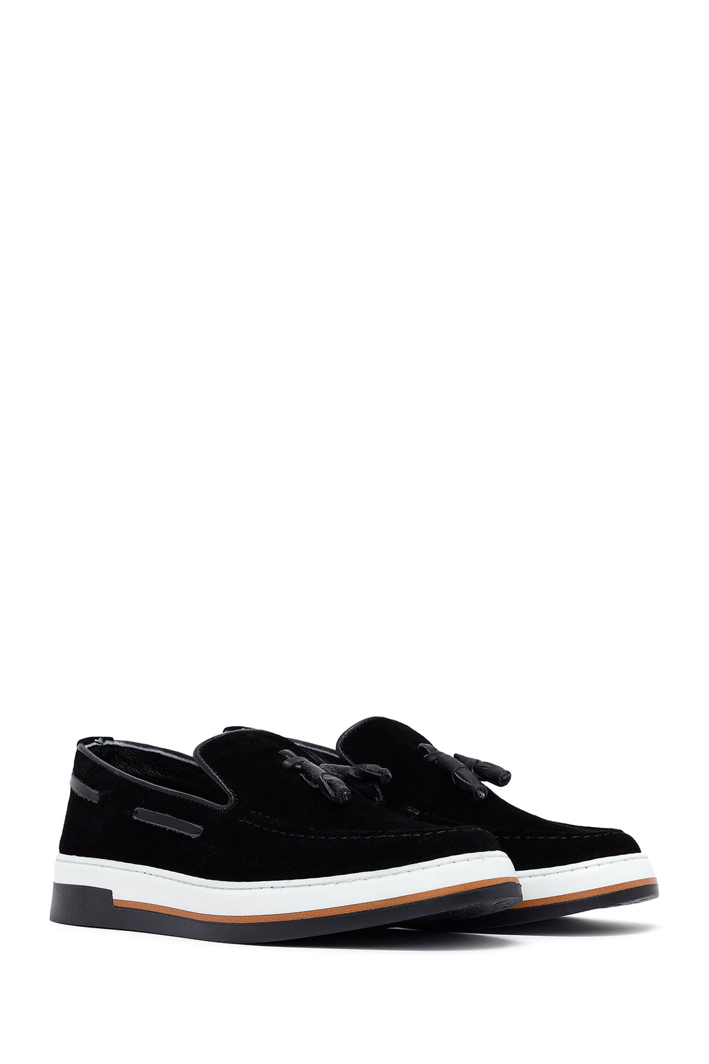 Erkek Siyah Püsküllü Süet Deri Casual Loafer