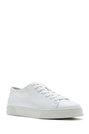 Erkek Beyaz Bağcıklı Deri Sneaker | Derimod Erkek Beyaz Bağcıklı Deri Sneaker | Derimod