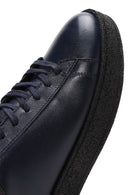 Men's Navy Blue Leather Sneaker | Derimod Men's Navy Blue Leather Sneaker | Derimod