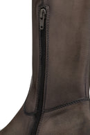 Geox Women's Brown Serilda Zippered Leather Boots | Derimod Geox Women's Brown Serilda Zippered Leather Boots | Derimod