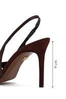 Woman Burgundy Slingback Stiletto Suede Shoes | Derimod Woman Burgundy Slingback Stiletto Suede Shoes | Derimod