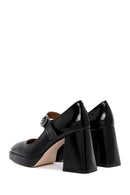 Women's Black Buckled High Thick Heel Leather Mary Jane Shoes | Derimod Women's Black Buckled High Thick Heel Leather Mary Jane Shoes | Derimod