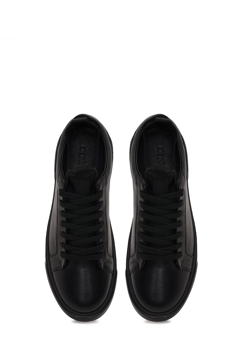 Erkek Siyah Bağcıklı Deri Sneaker