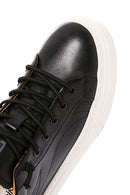 Erkek Siyah Bağcıklı Deri Sneaker | Derimod Erkek Siyah Bağcıklı Deri Sneaker | Derimod