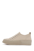 Women's Beige Leather Thick Soled Sneaker | Derimod Women's Beige Leather Thick Soled Sneaker | Derimod