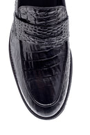 Men's Leather Crocodile Pattern Classic Loafer | Derimod Men's Leather Crocodile Pattern Classic Loafer | Derimod