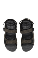 Erkek Yeşil Bantlı Nubuk Deri Casual Sandalet | Derimod Erkek Yeşil Bantlı Nubuk Deri Casual Sandalet | Derimod