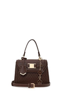 Woman Brown Long-Strap Charmed Mini Shoulder Bag | Derimod Woman Brown Long-Strap Charmed Mini Shoulder Bag | Derimod