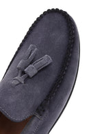 Erkek Mavi Püsküllü Süet Deri Loafer | Derimod Erkek Mavi Püsküllü Süet Deri Loafer | Derimod