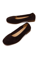 Woman Brown Suede Leather Ballet Flat | Derimod Woman Brown Suede Leather Ballet Flat | Derimod