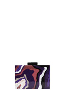 Women's Black Patterned Long Chain Strap Mini Box Clutch Bag | Derimod Women's Black Patterned Long Chain Strap Mini Box Clutch Bag | Derimod