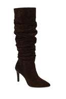 Woman Brown Thin-Heeled Suede Boots | Derimod Woman Brown Thin-Heeled Suede Boots | Derimod