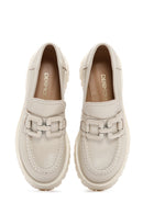 Kadın Krem Deri Maskülen Loafer | Derimod Kadın Krem Deri Maskülen Loafer | Derimod