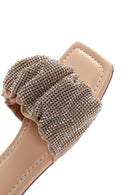 Women's Beige Stone Flat Slippers | Derimod Women's Beige Stone Flat Slippers | Derimod