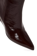 Woman Burgundy Zip Closure Wedge Heel Leather Boots | Derimod Woman Burgundy Zip Closure Wedge Heel Leather Boots | Derimod