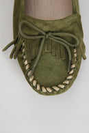 Suede Green Women's Leather Loafer | Derimod Suede Green Women's Leather Loafer | Derimod