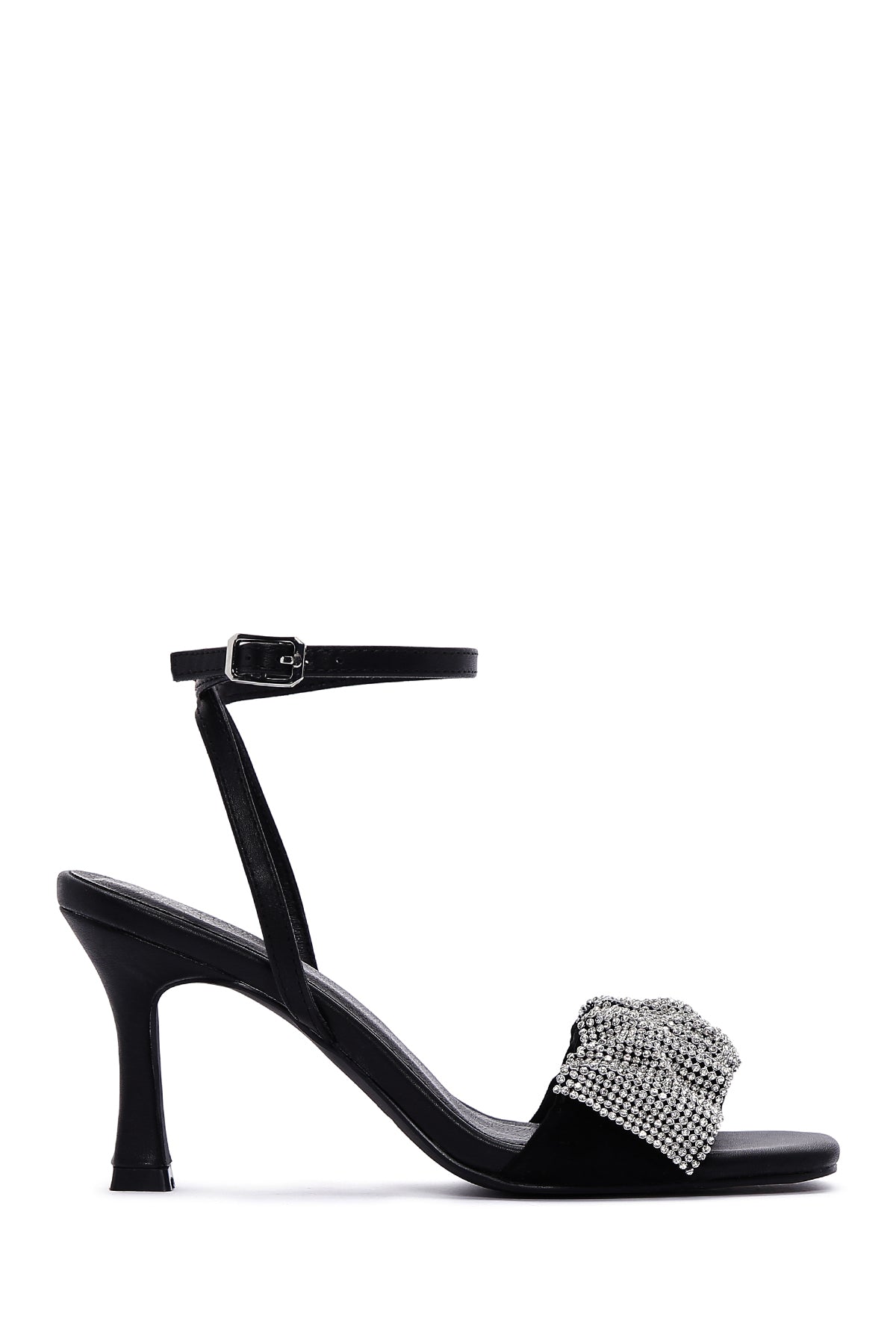 Kadın Siyah Taşlı Topuklu Sandalet 23SFD441914 | Derimod