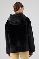 Gardena Women's Black Double-Sided Teddy Coat | Derimod Gardena Women's Black Double-Sided Teddy Coat | Derimod