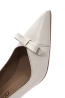Women's Cream Thin Low Heel Leather Stiletto | Derimod Women's Cream Thin Low Heel Leather Stiletto | Derimod