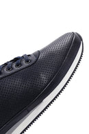 Erkek Lacivert Deri Baskılı Sneaker | Derimod Erkek Lacivert Deri Baskılı Sneaker | Derimod