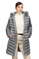 Geox Women's Gray Xhup, Bettanie Hooded Long Coat | Derimod Geox Women's Gray Xhup, Bettanie Hooded Long Coat | Derimod