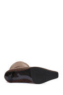 Women's Brown Thin Low Heel Suede Leather Boots | Derimod Women's Brown Thin Low Heel Suede Leather Boots | Derimod