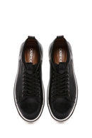 Men's Black Lace-up Leather Sneaker | Derimod Men's Black Lace-up Leather Sneaker | Derimod