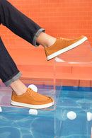 Men's Mustard Lace-Up Suede Leather Casual Shoes | Derimod Men's Mustard Lace-Up Suede Leather Casual Shoes | Derimod