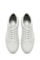 Erkek Beyaz Bağcıklı Deri Sneaker | Derimod Erkek Beyaz Bağcıklı Deri Sneaker | Derimod