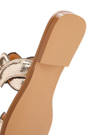 Women's Gold Braided Patterned Slippers | Derimod Women's Gold Braided Patterned Slippers | Derimod