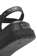 Women's Black Ankle Buckle Thick Soled Leather Sandals | Derimod Women's Black Ankle Buckle Thick Soled Leather Sandals | Derimod