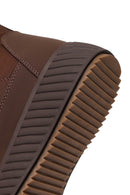 Woman Brown Zip Closure Thick-Soled Charmed Fabric Combat Boots | Derimod Woman Brown Zip Closure Thick-Soled Charmed Fabric Combat Boots | Derimod
