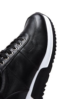 Erkek Siyah Deri Kalun Tabanlı Sneaker | Derimod Erkek Siyah Deri Kalun Tabanlı Sneaker | Derimod