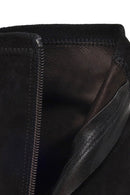 Woman Black Zip Closure Thin-Heeled Suede Boots | Derimod Woman Black Zip Closure Thin-Heeled Suede Boots | Derimod