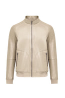 Suarez Men's Beige Mandarin Collar Suede Leather Jacket | Derimod Suarez Men's Beige Mandarin Collar Suede Leather Jacket | Derimod