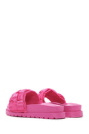 Women's Pink Thick-Soled Knitted Patterned Slippers | Derimod Women's Pink Thick-Soled Knitted Patterned Slippers | Derimod
