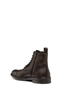 Geox Men's Brown Walk Pleasure Lace-Up Leather Combat Boots | Derimod Geox Men's Brown Walk Pleasure Lace-Up Leather Combat Boots | Derimod