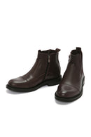 Men's Brown Leather Zippered Classic Boots | Derimod Men's Brown Leather Zippered Classic Boots | Derimod