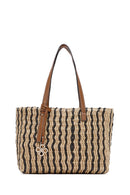 Women's Beige Straw Shoulder Bag | Derimod Women's Beige Straw Shoulder Bag | Derimod