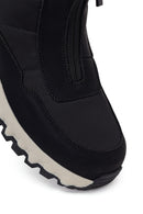 Woman Black Zip Closure Thick-Soled Fabric Boots | Derimod Woman Black Zip Closure Thick-Soled Fabric Boots | Derimod