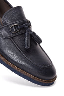 Erkek Lacivert Deri Baskılı Casual Loafer | Derimod Erkek Lacivert Deri Baskılı Casual Loafer | Derimod