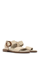 Women's Cream Buckled Leather Sandals | Derimod Women's Cream Buckled Leather Sandals | Derimod