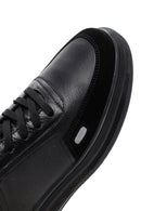 Erkek Siyah Bağcıklı Deri Sneaker | Derimod Erkek Siyah Bağcıklı Deri Sneaker | Derimod